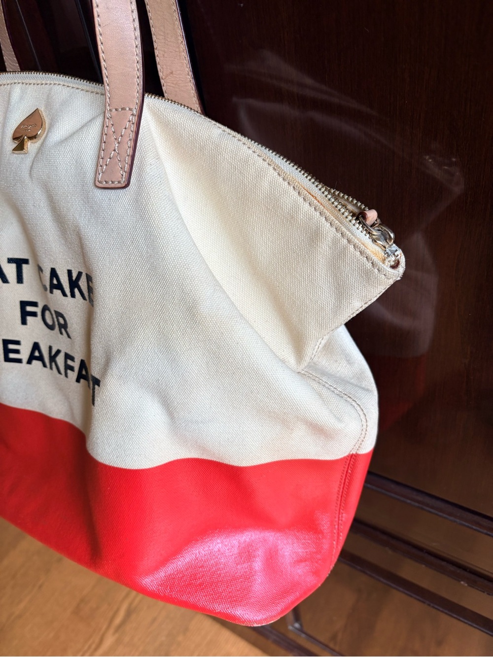 Kate Spade Cream and Red 'Eat Cake For Breakfast' XL Tote - Picture 4 of 16